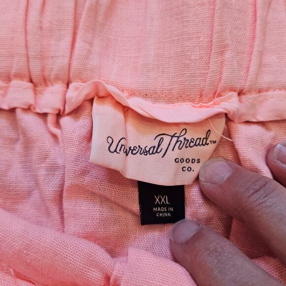 Universal Thread Button Front Linen Blend Midi Skirt Women’s XXL Pink A-Line - Picture 10 of 11